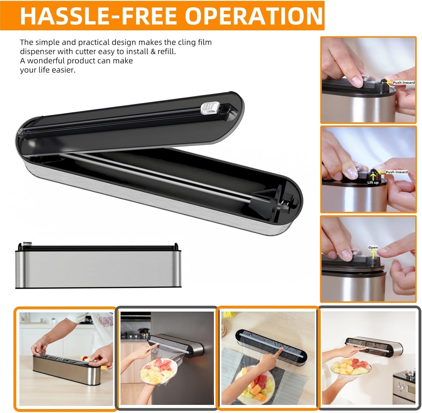 Magnetic Kitchen Wrap Dispenser Pro – One-Hand Precision Foil & Cling Film Cutter Organizer
