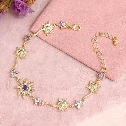 Gold silver sun link bracelet