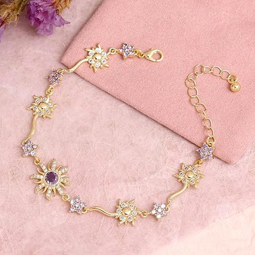 Gold silver sun link bracelet