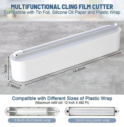 Magnetic Kitchen Wrap Dispenser Pro – One-Hand Precision Foil & Cling Film Cutter Organizer