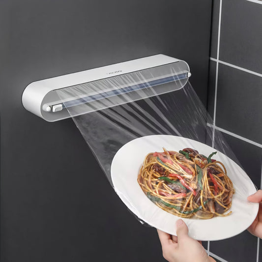 Magnetic Kitchen Wrap Dispenser Pro – One-Hand Precision Foil & Cling Film Cutter Organizer